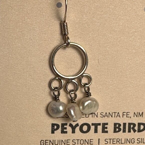 Peyote Bird Fresh Water Pearls Chandelier Hoops Sterling Silver Earrings Boho - Picture 4 of 9